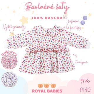 🌸 Elegantní šaty pro malé princezny 🌸 Tyto bavlněné šaty s dlouhým rukávem jsou vyrobené z vyšší gramáže, materiál je...