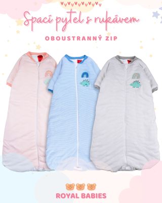 Teplé a měkké spací pytle s rukávy Royal Babies 🔥Praktický obousměrný zip usnadní noční přebalování i převlékání 🐣❤️